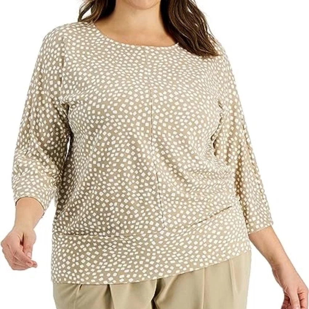 Alfani Beige Polka Dot Blouse